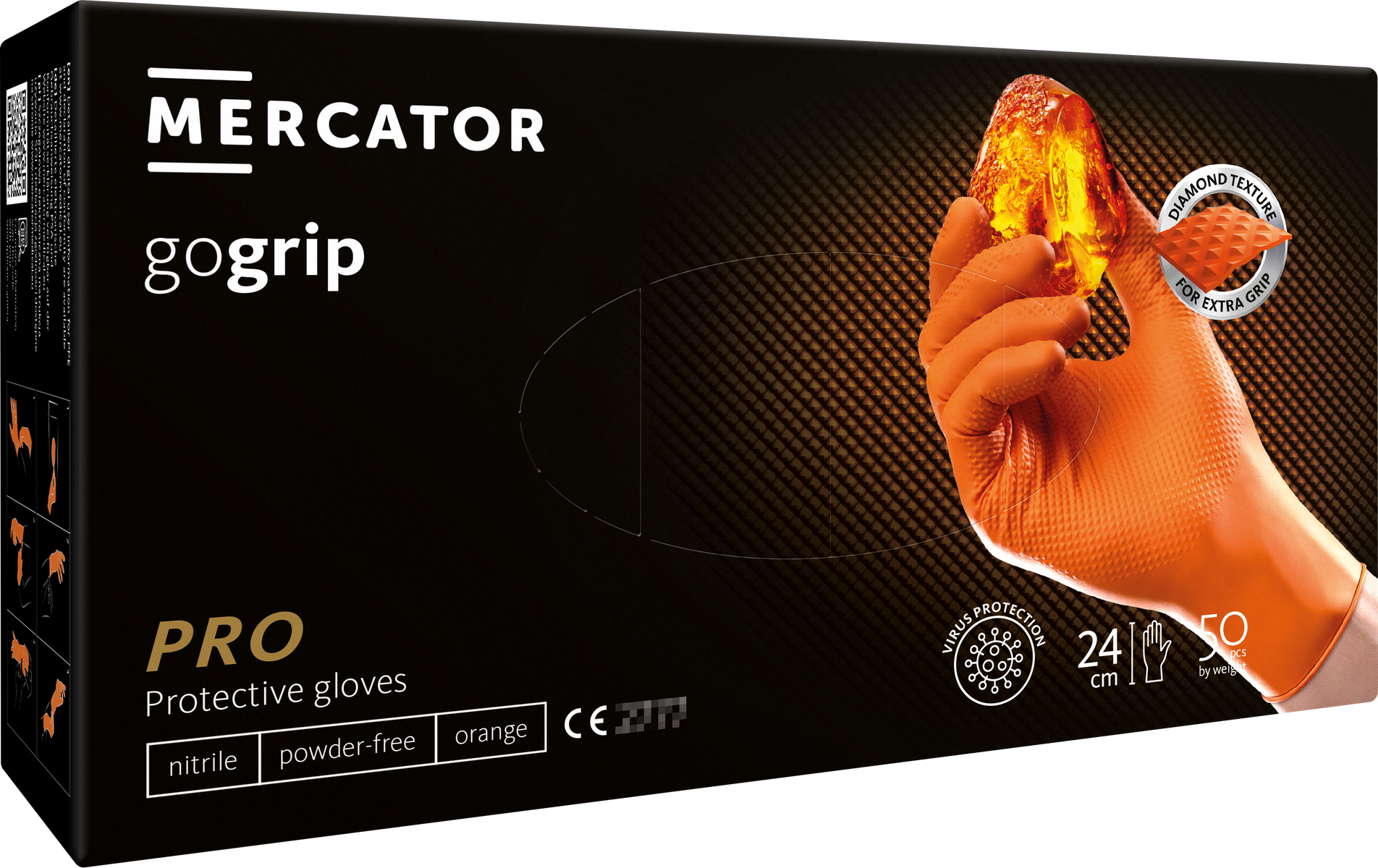 Рукавички нітрилові GOGRIP неопудрені підвищеної міцності 8,6 г 25 пар L Orange (25053145)