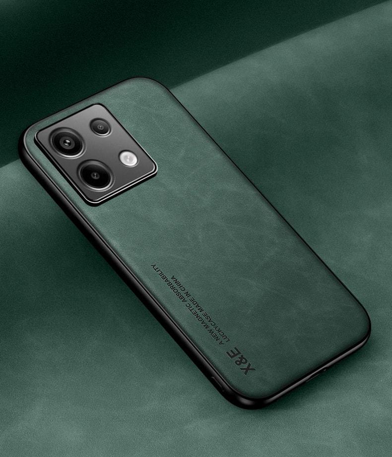Кожаный чехол XnE Xiaomi Redmi Note 13 Pro 5G с металлической вставкой Green (36157-08)