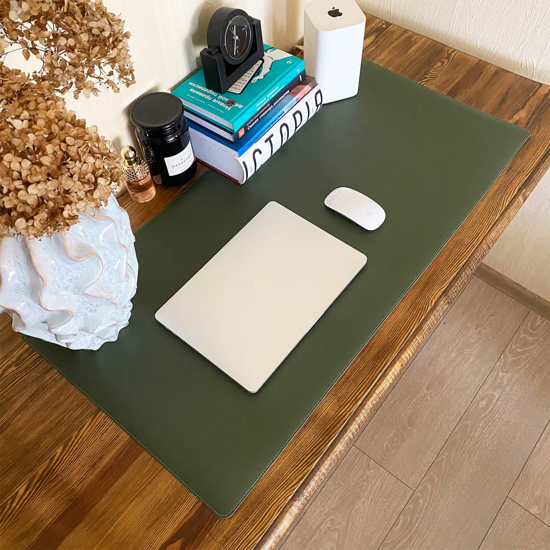 Настольное покрытие-бювар из эко-кожи 900х450х2 мм Серый/Зеленый - фото 2 Настольное покрытие-бювар из эко-кожи 900х450х2 мм Серый/Зеленый - фото 2