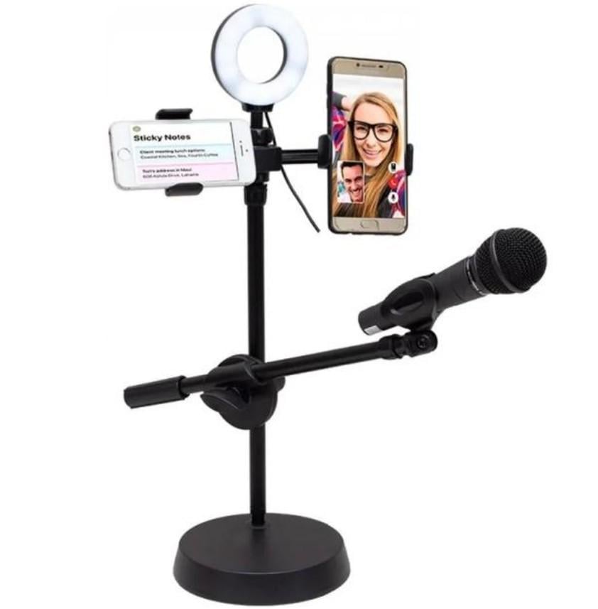 Набор для блоггера 4в1 кольцевая лампа/держатель для микрофона/2 держателя для телефона/LED/USB/3 режима 10 Вт - фото 3