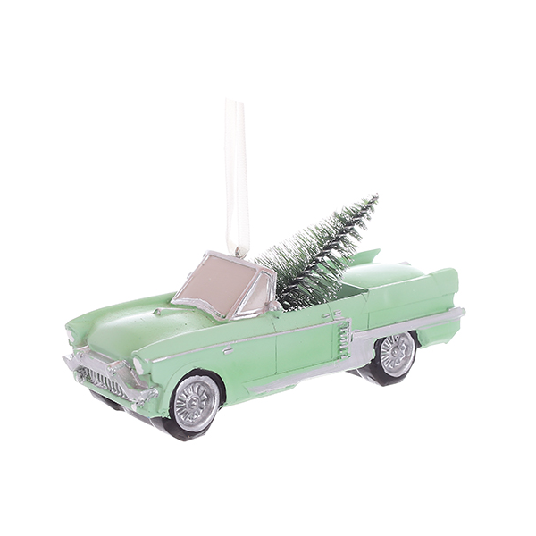 Подвеска новогодняя декоративная BonaDi Машинка с фигуркой Зеленый (838-495)