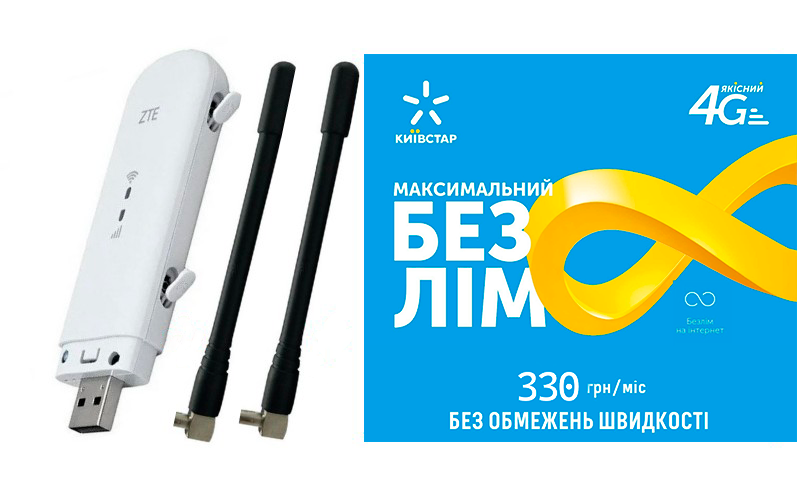 Модем мобильный USB WI-FI 3G/4G LTE ZTE MF79U и безлимитный пакет Киевстар интернет