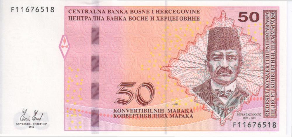 Коллекционная банкнота Босния и Герцеговина 50 марок 2012 UNC Латиница-Кириллица P84a (Б05443)