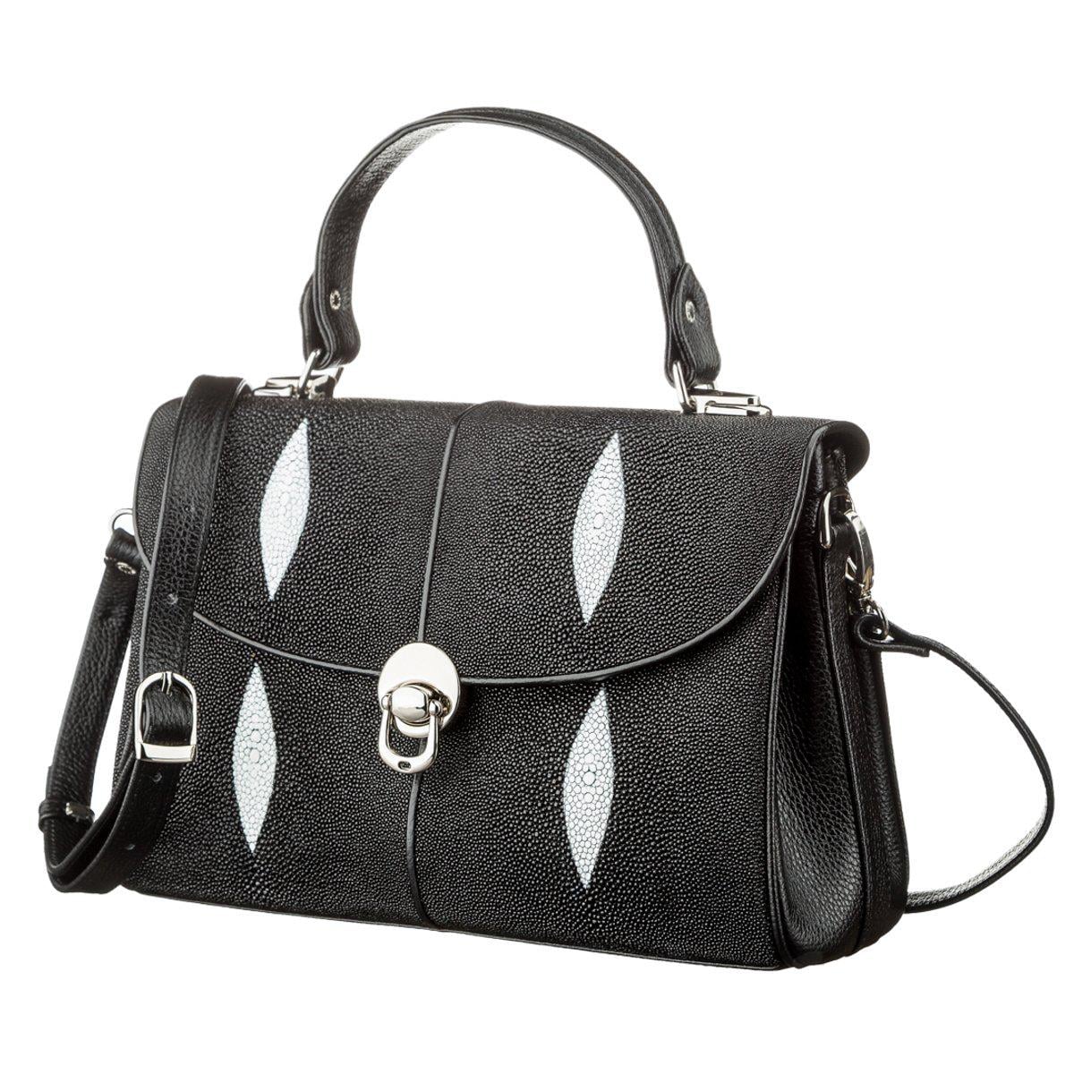 Сумка Stingray leather 18612 из натуральной кожи морского ската Черный