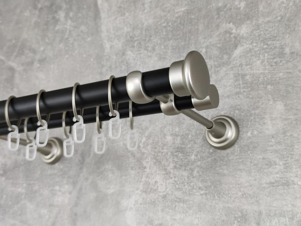 Карниз MStyle металлический для штор двухрядный Дуо 25/19 мм гладкий 240 см Сатин/Черный (5020366)