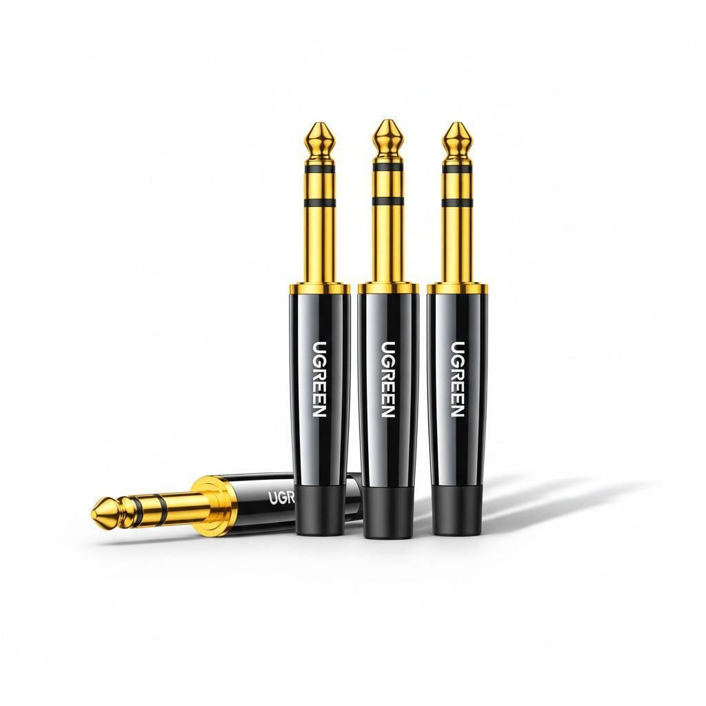 Штекер стерео Ugreen AV201 Jack 6.35 мм під пайку 4 шт. Чорний (60379)