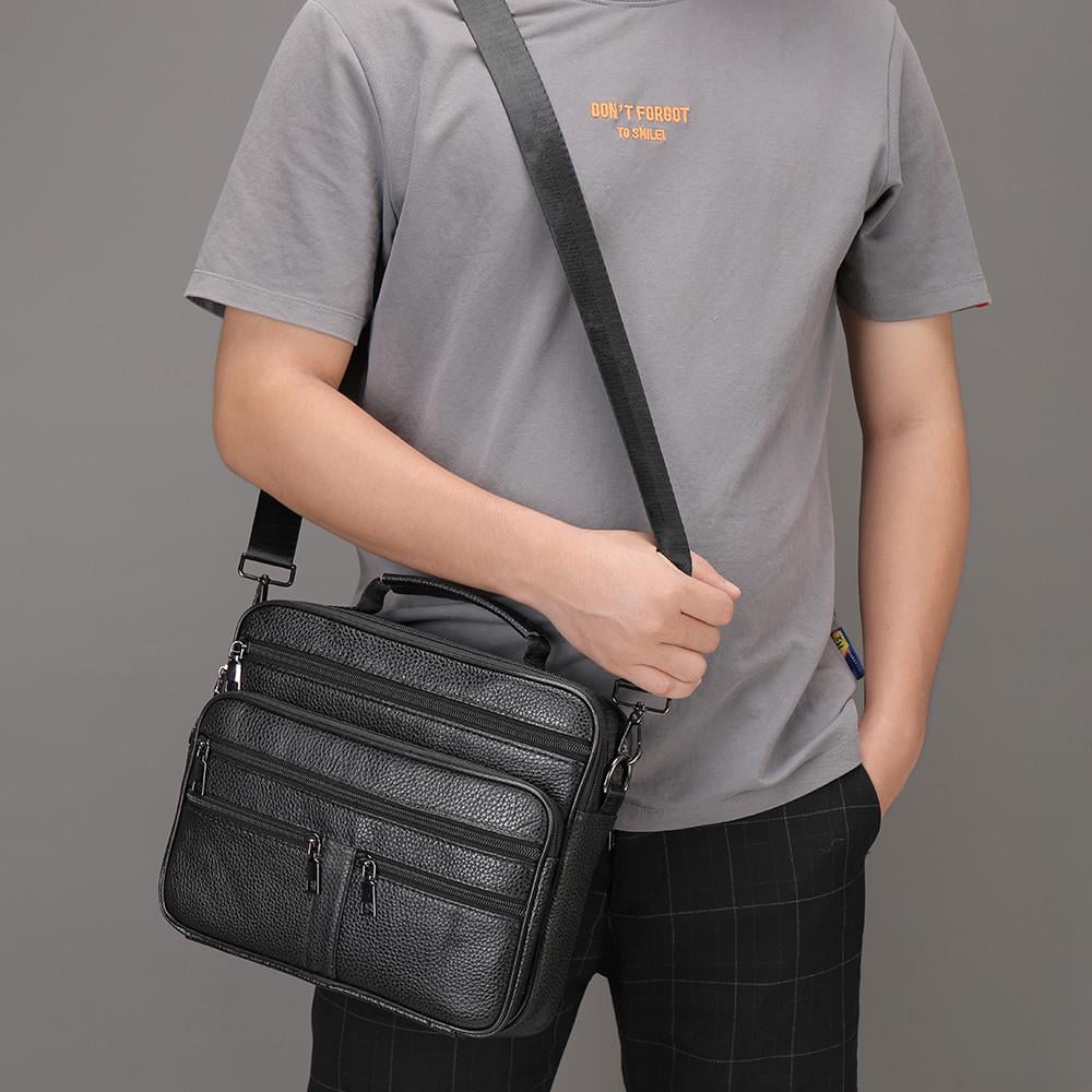 Портфель чоловічий Lorian з натуральної шкіри з відділенням для ноутбука Чорний (LR 256015-black) - фото 2 Портфель чоловічий Lorian з натуральної шкіри з відділенням для ноутбука Чорний (LR 256015-black) - фото 2