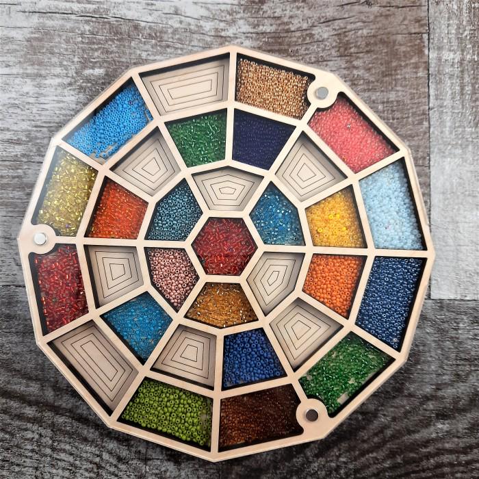 Деревянный органайзер для бисера на 31 ячейку без бисера (060147)