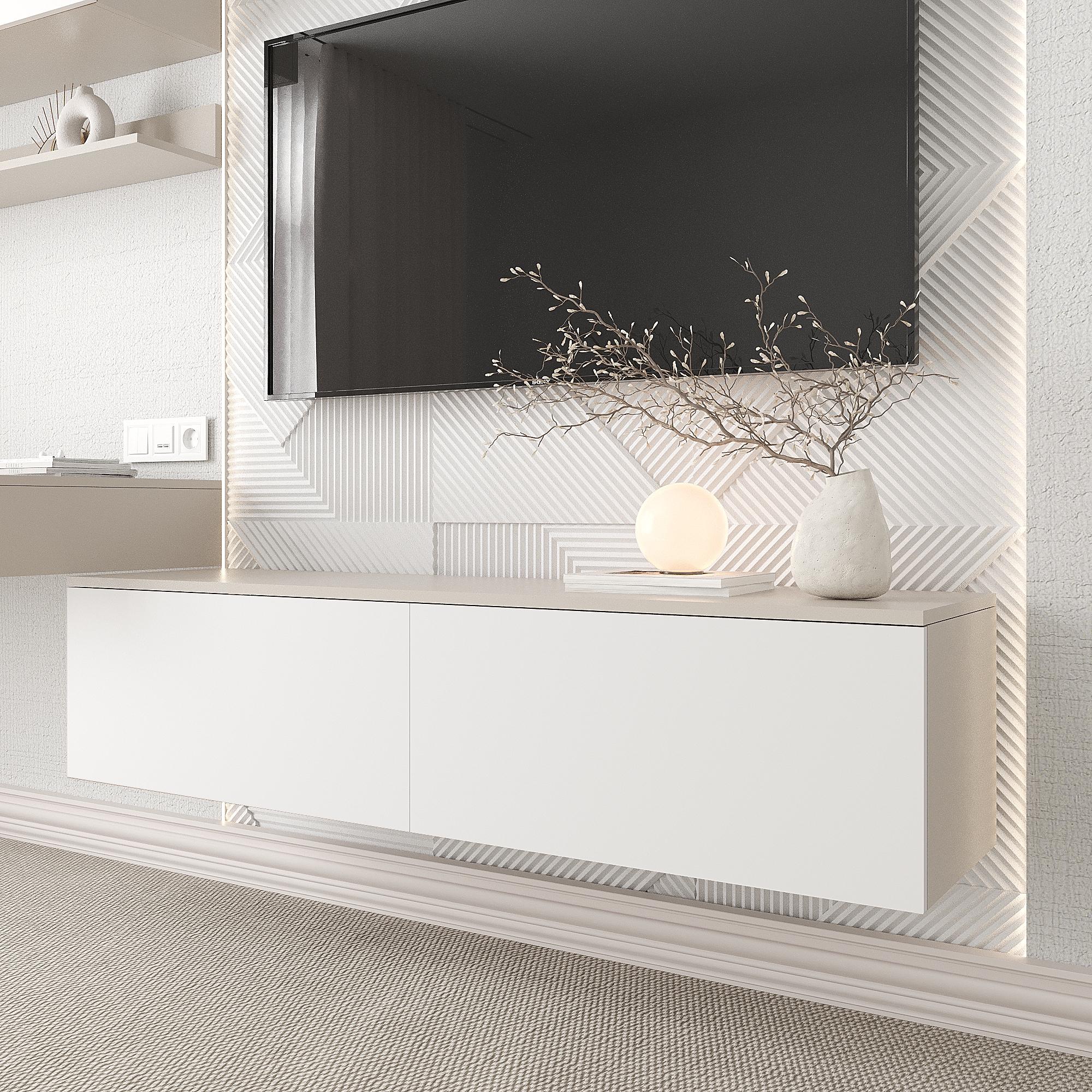 Тумба під телевізор Ейр ТУ-ТВ Ейр 330х1400х350 мм Кашемір/Білий (28551846)