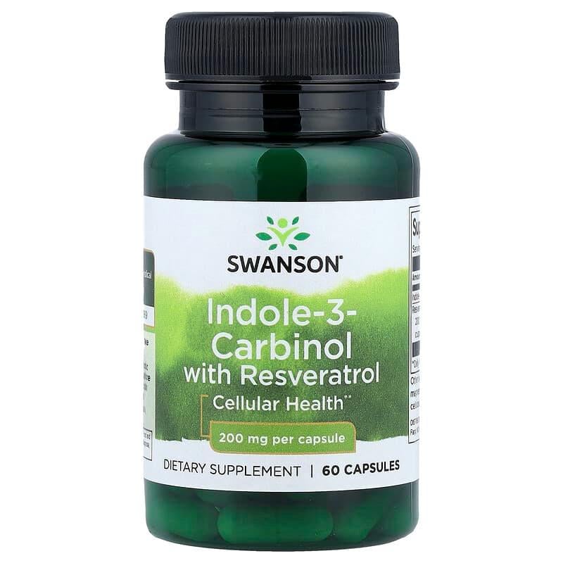 Индол-3-Карбинол с Ресвератролом Swanson Indole-3-Carbinol 200 mg with Resveratrol 60 капсул (31460876)