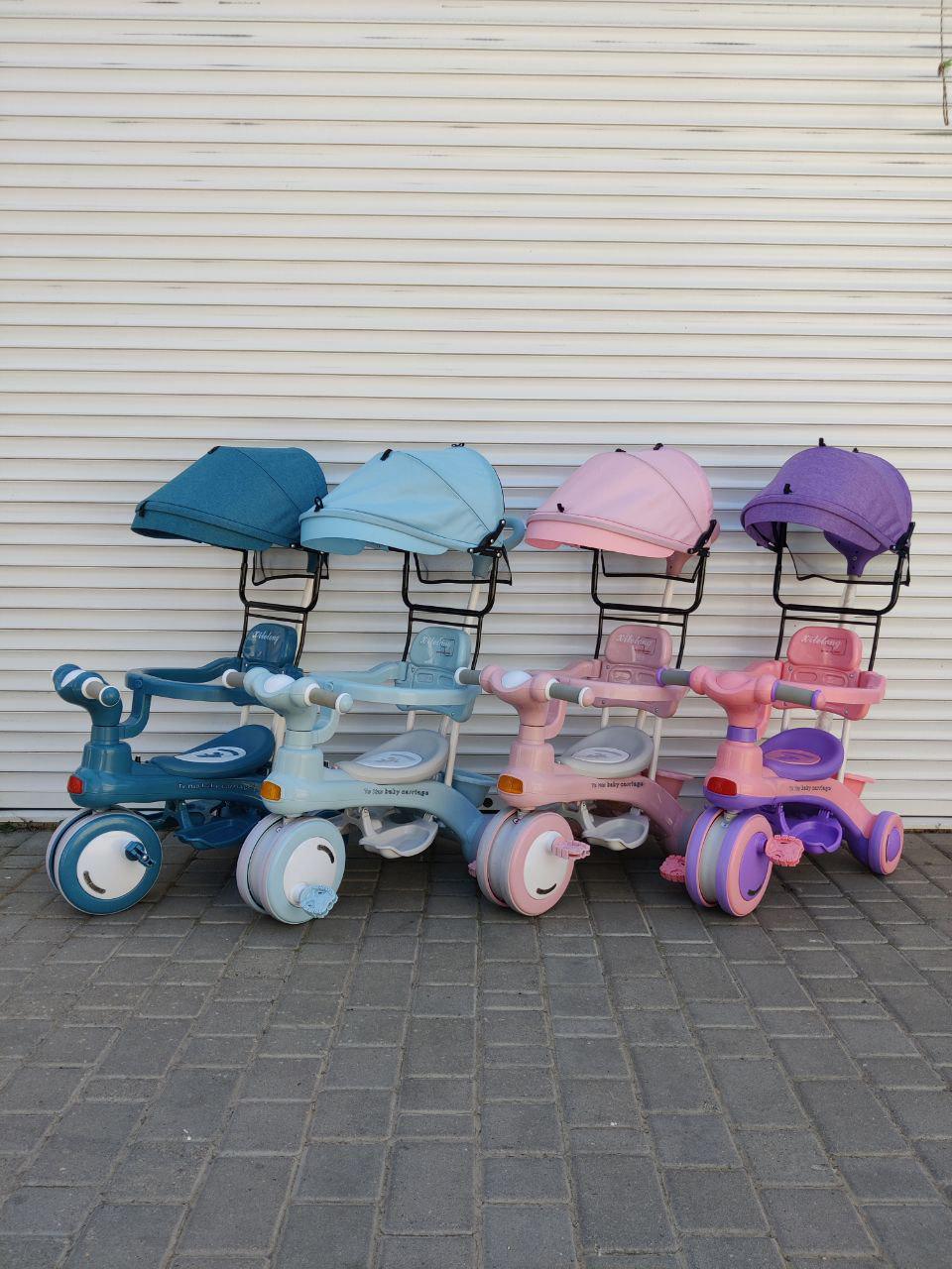 Детский велосипед с родительской ручкой и козырьком Xilelong XLT618-2 трехколесный до 60 кг Голубой (XLT618-2r-s2) - фото 2 Детский велосипед с родительской ручкой и козырьком Xilelong XLT618-2 трехколесный до 60 кг Голубой (XLT618-2r-s2) - фото 2