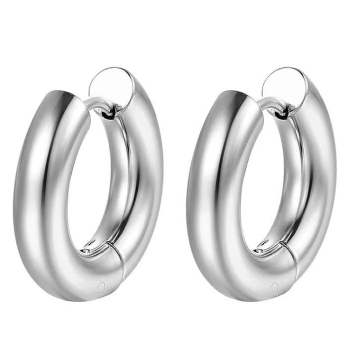 Серьги Конго Ring нержавеющая сталь 25х5 мм Ø 16 мм 1 пара Платиновый (ФН2550с01)