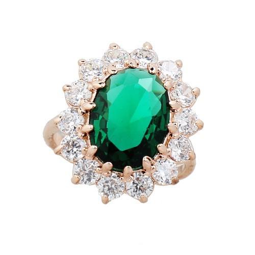 Кольцо с кристаллами Сваровски 096260с Italina р. 18 Зеленый