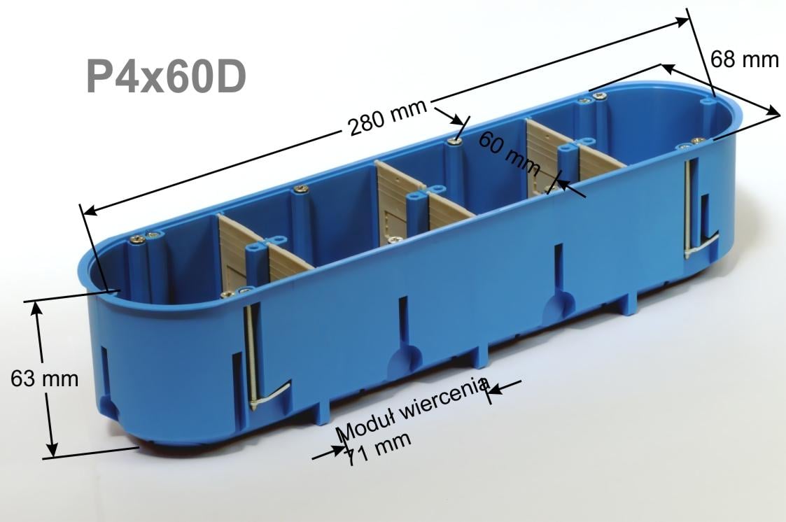 Коробка установочная Simet P4x60D Multibox полиамид 4-местная для гипсокартона 960°С самозатухание - фото 3