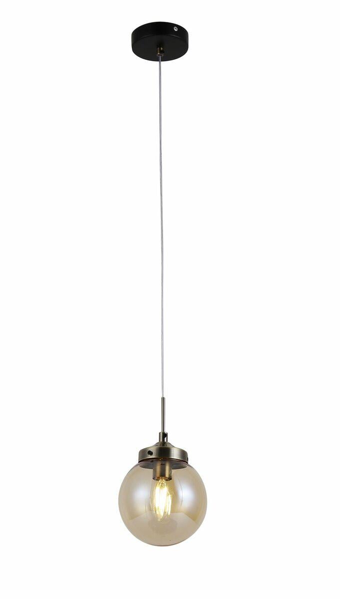 Люстра подвесная шар Lighthouse SRS-19827/1P Antique Brass + Matte black Черный/Латунь