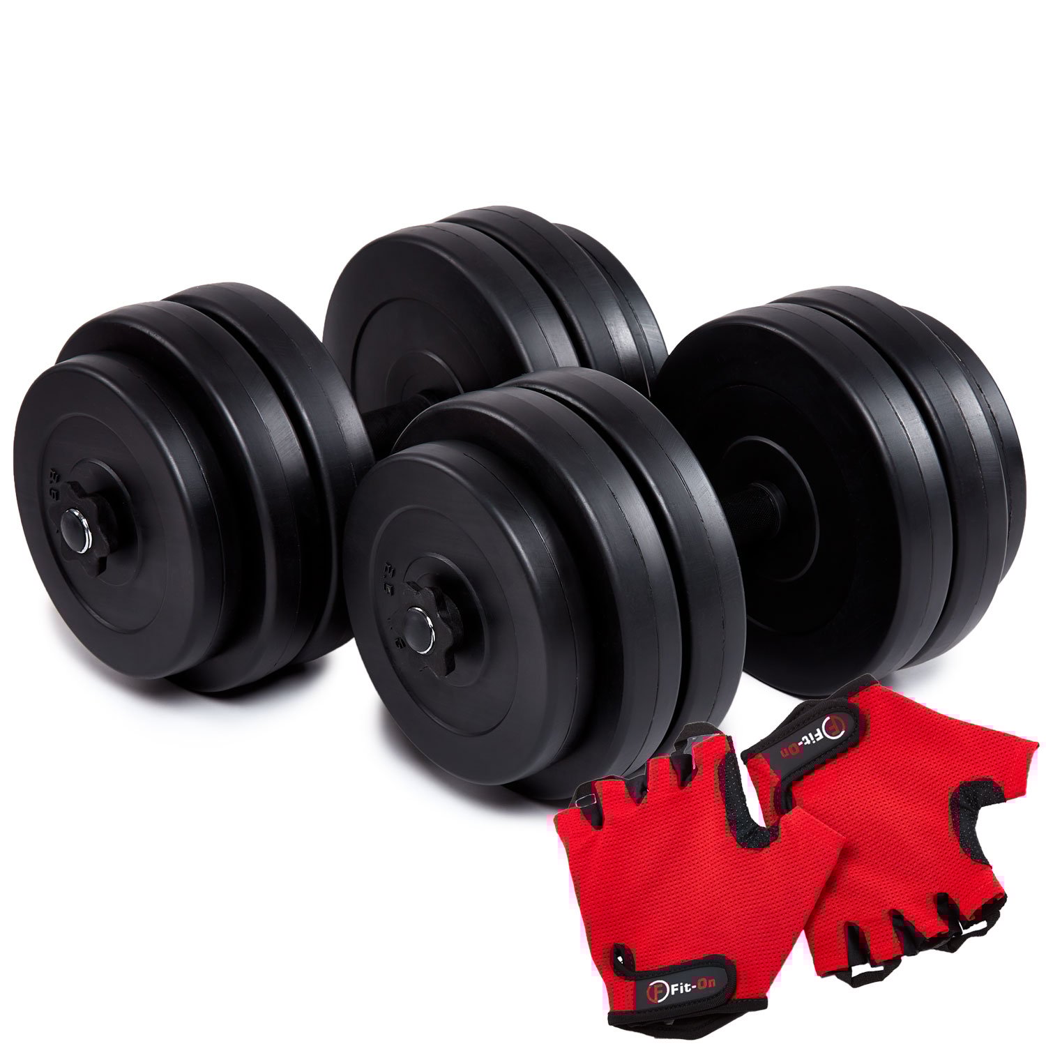 Гантели битумные Iron Body 2x26кг с перчатками - фото 2