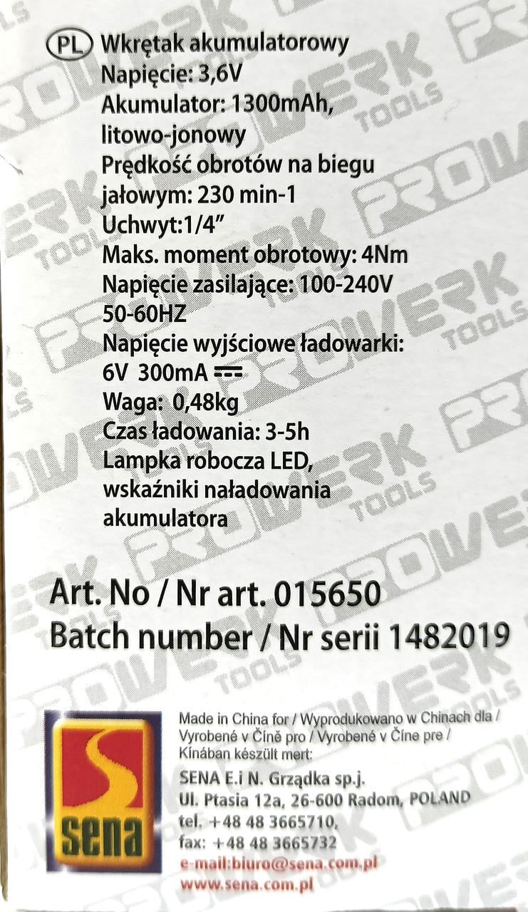 Викрутка з барабаном для біт PROWERK tools KS336-1036LI 3,6 В 1300 mAh 4 Нм - фото 10 Викрутка з барабаном для біт PROWERK tools KS336-1036LI 3,6 В 1300 mAh 4 Нм - фото 10