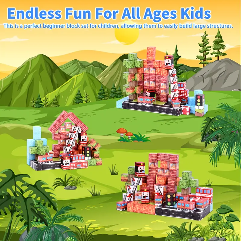 Конструктор магнітний Minecraft Пожежники на магнітах 128 шт. (2738122093) - фото 3 Конструктор магнітний Minecraft Пожежники на магнітах 128 шт. (2738122093) - фото 3