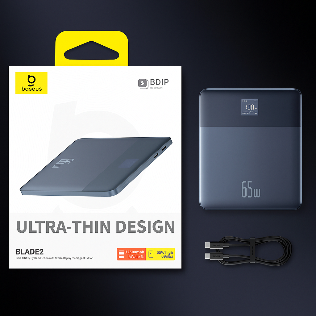 Повербанк с умным дисплеем BASEUS Blade2 Intelligent Edition Power Bank 65W 12000mAh Blue (P10063801323-00) - фото 10