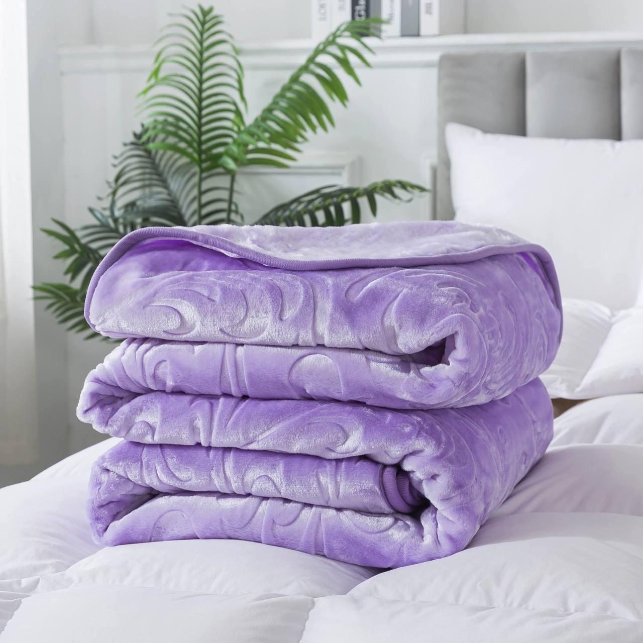 Плед велюровый з выдавкой однотонный Vitas 200х240 см Пудровый (G2) - фото 3