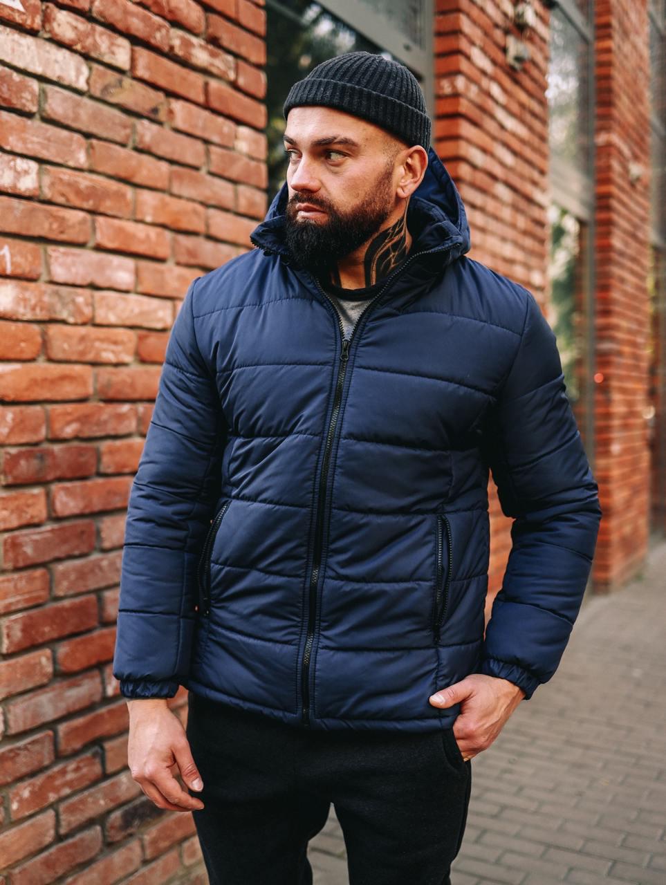 Куртка мужская зимняя с капюшоном теплая M Синий (D0047/1/2) - фото 1 Куртка мужская зимняя с капюшоном теплая M Синий (D0047/1/2) - фото 1