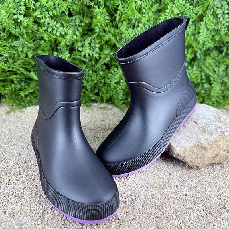 Чоботи гумові жіночі короткі Е-001502-1 p. 37 23,5 см Чорний (115845456)