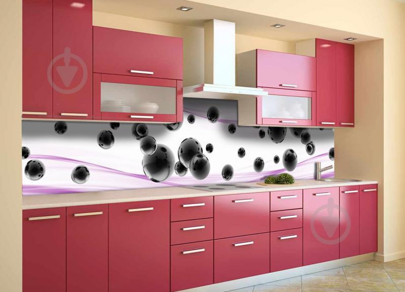 Скинали на кухню Zatarga «Черные Сферы» 600х2500 мм виниловая 3Д наклейка кухонный фартук самоклеящаяся Z180877