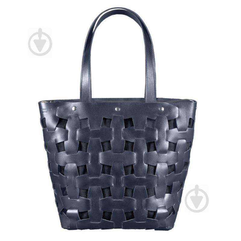 Шкіряна плетена сумка жіноча BlankNote Пазл Crazy Horse L Синя (BN-BAG-33-nn)