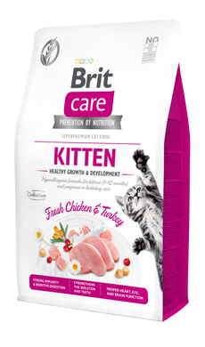 Сухой корм для котят Brit Care Cat GF Kitten HGrowth&Development 2 кг Курица и индейка