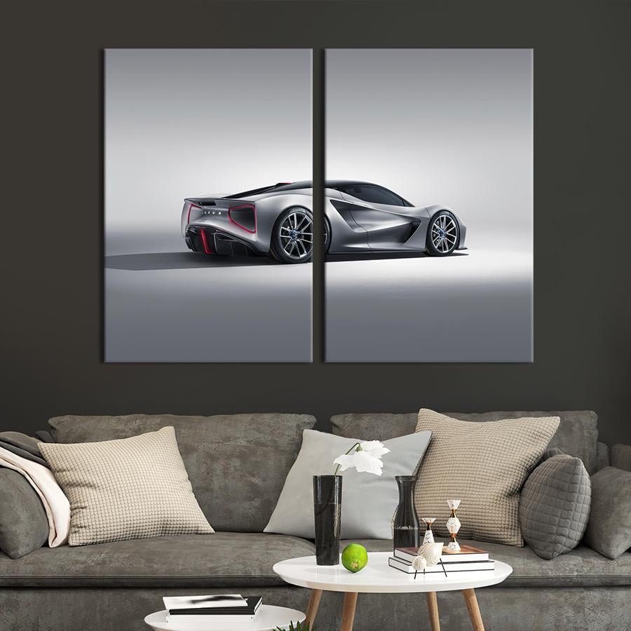 Картина на холсте Серый спорткар Lotus Emira 71x51 см (1348-2)