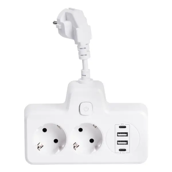 Фильтр-разветвитель сетевой SNAILS 2 розетки LED 4 USB 8 см Белый (HP-5-17) - фото 2 Фильтр-разветвитель сетевой SNAILS 2 розетки LED 4 USB 8 см Белый (HP-5-17) - фото 2