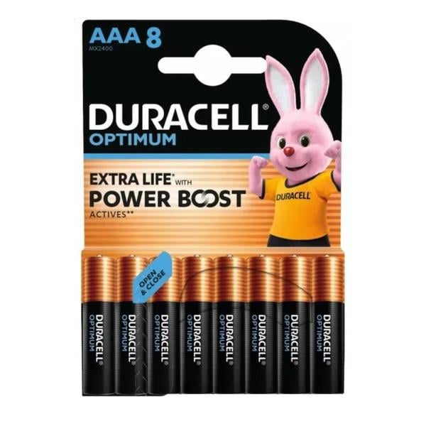 Батарейки щелочные Duracell Optimum LR03/AAA 1,5V 8 шт. (5000394158962)