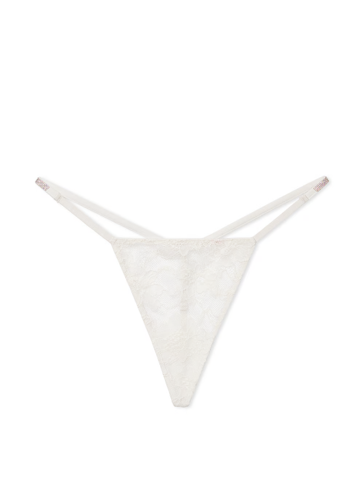 Труси Victoria's Secret Starstruck Shine Strap Lace V-String Panty L Білий (27922761)
