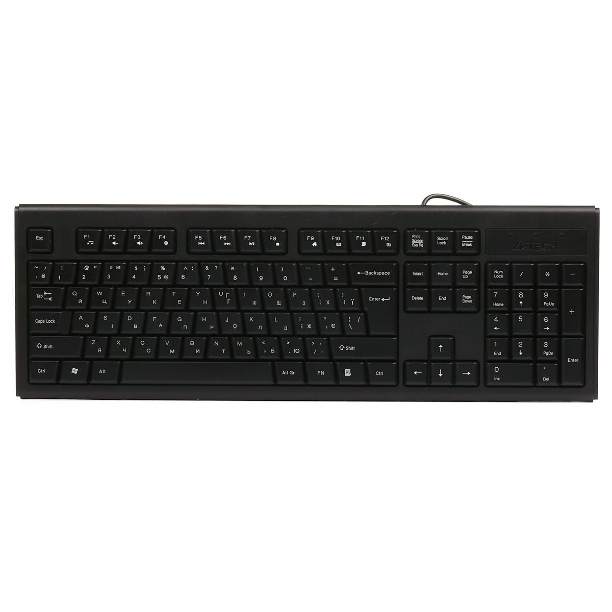Клавиатура проводная A4Tech KRS83 USB полноразмерная мембранная 104 клавиши ENG/UKR 1,5 м Черный (KRS-83 USB Black)