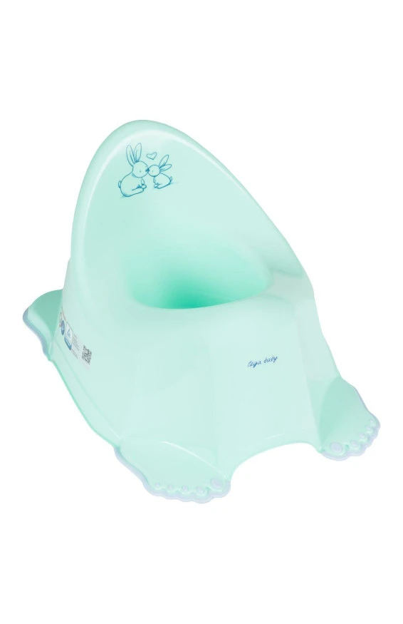 Горшок детский антискользящий Tega baby Зайчики из пластика 29х21х27 см Мятный (150-98-KR-001-105)