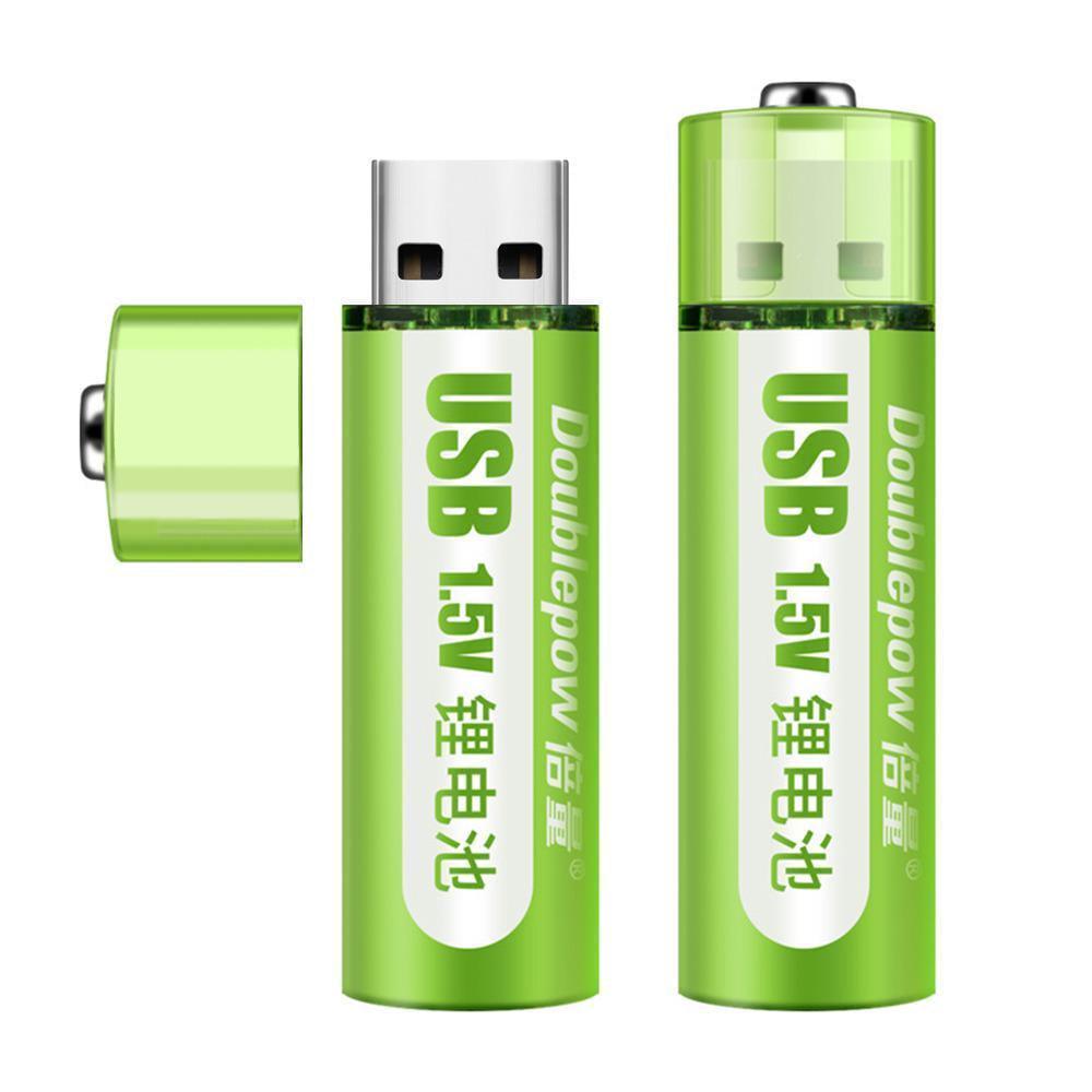 Батарейки USB-аккумуляторные Doublepow 2xАА по 1200 мА 5 способов зарядки Зеленый (11128853)