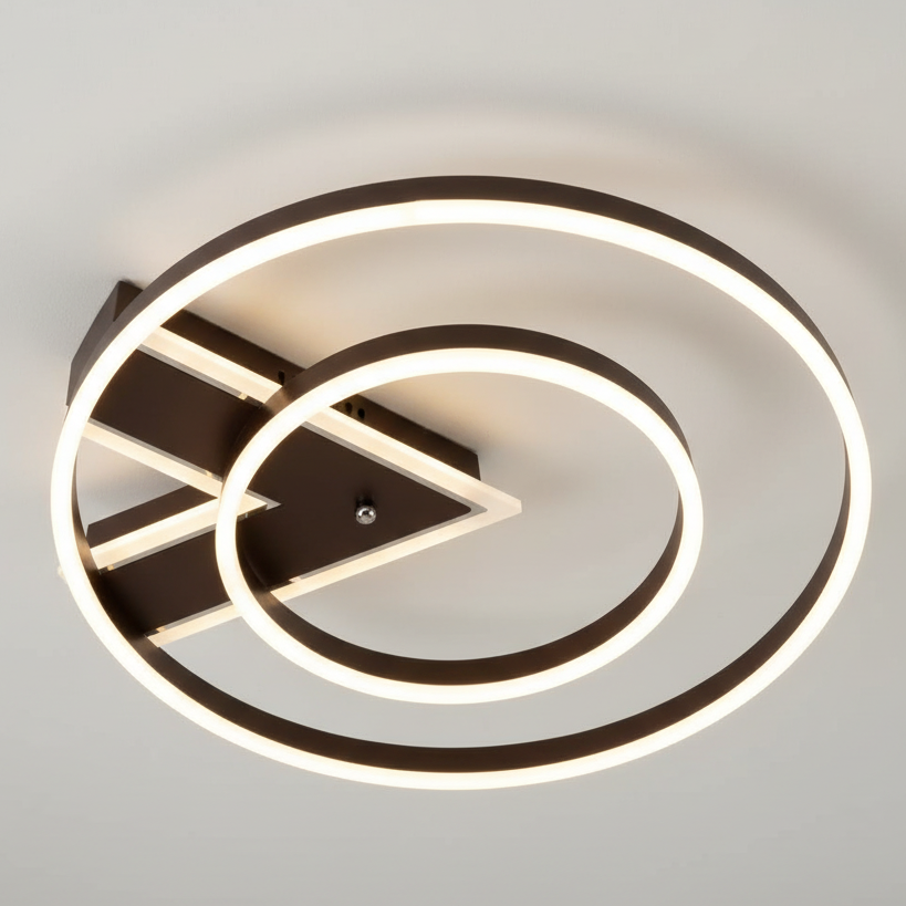 Люстра светодиодная Sirius с рассеивателями-кольцами 3000-6500K с пультом 130W Коричневый (N 5132-500+300)