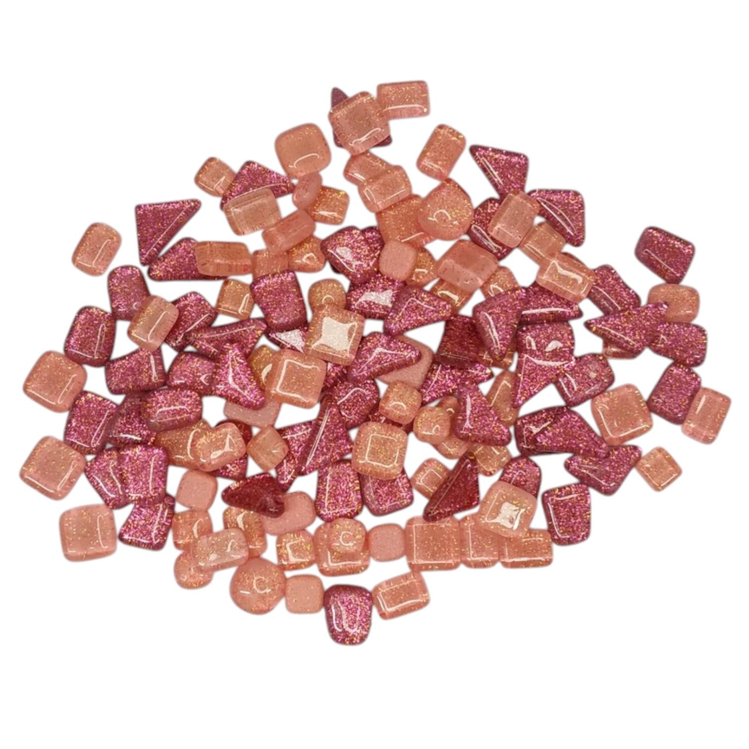 Набор кусочков мозаики 4 мм 200 г 150-170 шт. Розовый/Оранжевый (7256)