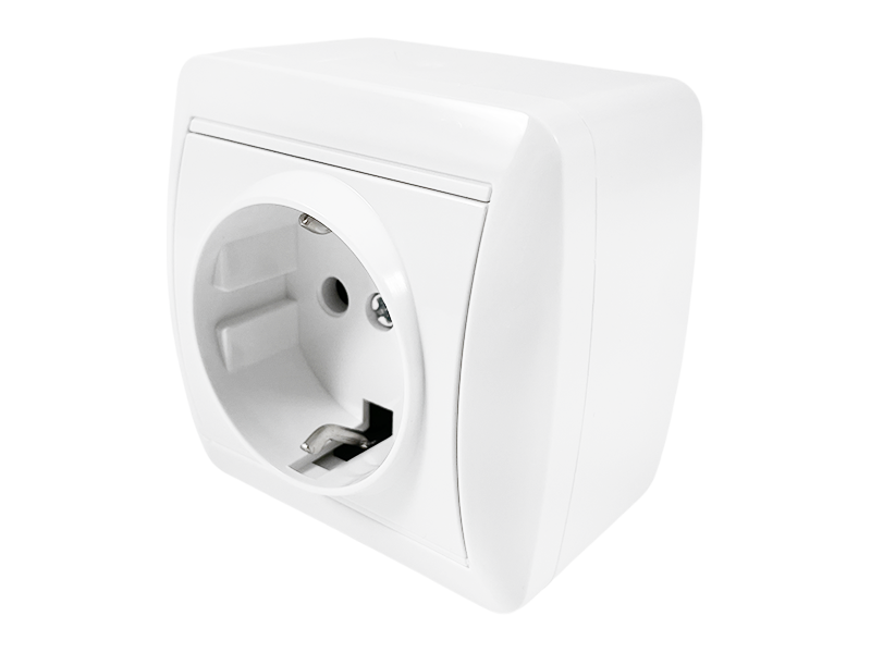 Розетка накладна Lemanso Магнолія LMR2004 одинарна з заземленням Білий (9256)