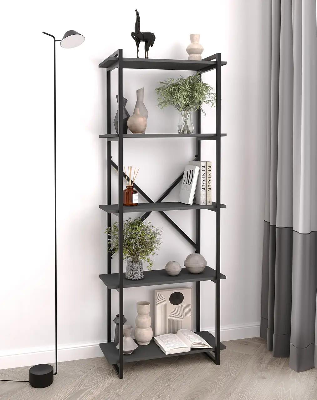 Стелаж в стилі Loft 700х1800х300 мм Антрацит (FH-Ant-1)