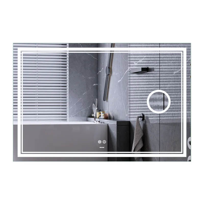 Дзеркало для ванної кімнати MIXXUS Premium QUADRO MR20 LED Touch/Anti-fog/димер/лінза 100x70 см (MP6622) Дзеркало для ванної кімнати MIXXUS Premium QUADRO MR20 LED Touch/Anti-fog/димер/лінза 100x70 см (MP6622)