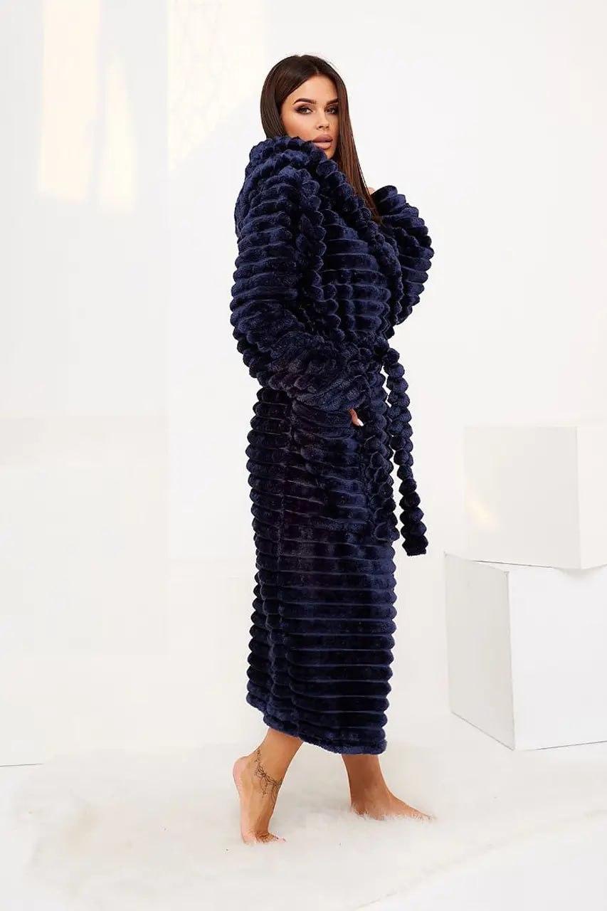 Халат махровий однотонний 6XL Синій (П4К-am-f-halat-003-06) - фото 2 Халат махровий однотонний 6XL Синій (П4К-am-f-halat-003-06) - фото 2