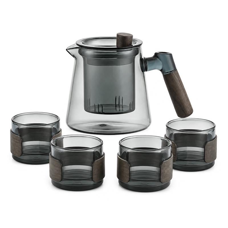 Сервиз для чая стеклянный Lesko 4929 4 чашки/заварник 550 мл Grey (36490786) Сервиз для чая стеклянный Lesko 4929 4 чашки/заварник 550 мл Grey (36490786)