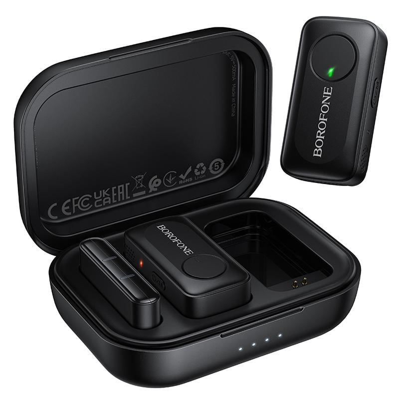 Мікрофонна система бездротова Borofone BFK17 Lemai wireless microphone Type-C Black (6941991127038)