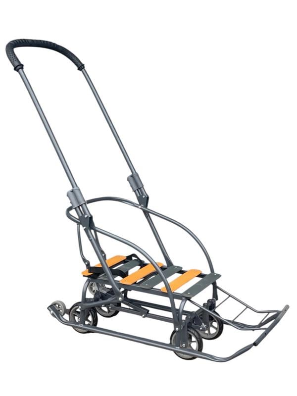 Санки-трансформер дитячі на колесах ТМ Мрія 2025 Veloz Графітово-помаранчевий