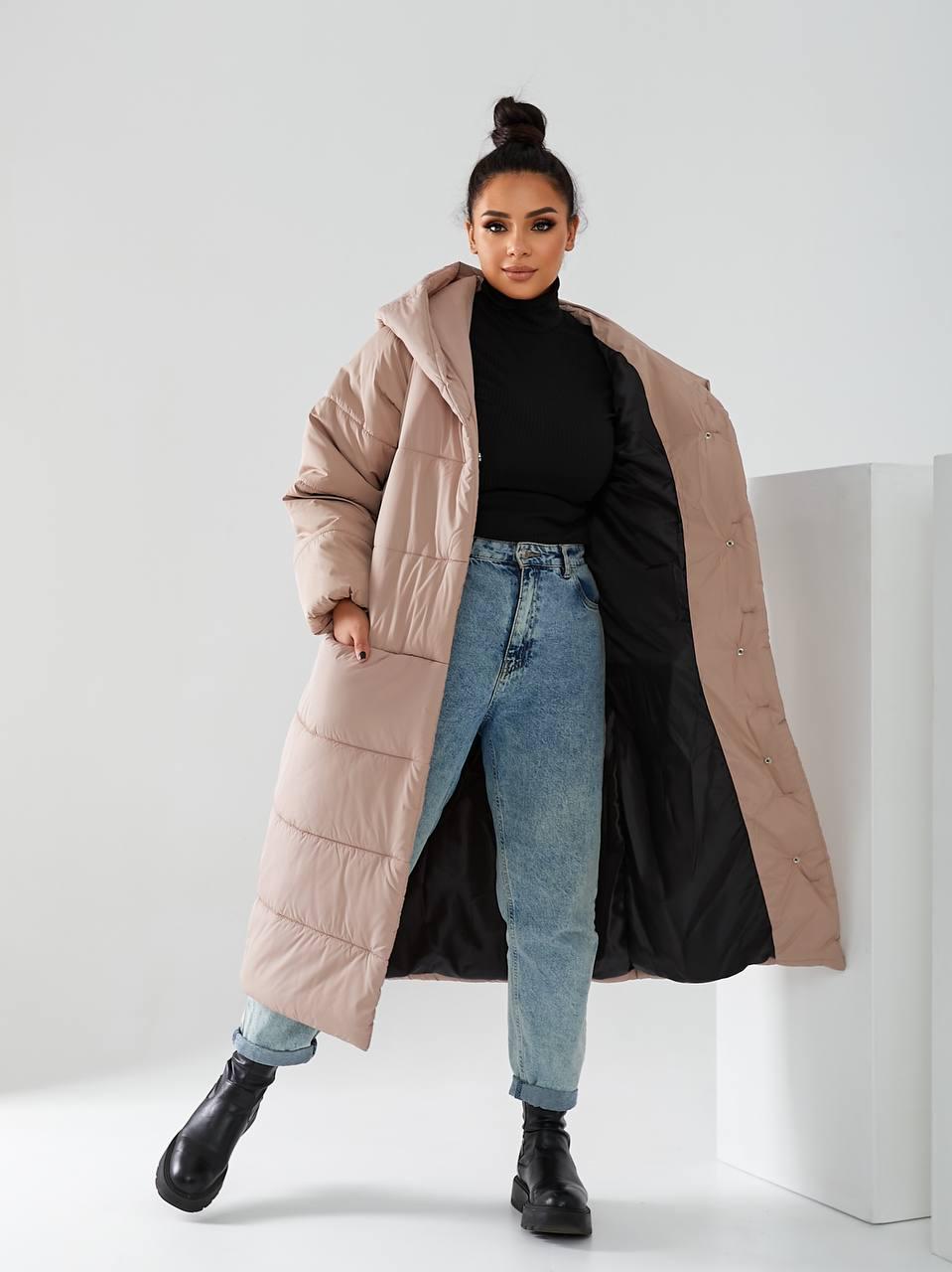 Пальто-пуховик длинное на кнопках Аiza А521 р. 42-44 Кофе с молоком - фото 4 Пальто-пуховик длинное на кнопках Аiza А521 р. 42-44 Кофе с молоком - фото 4