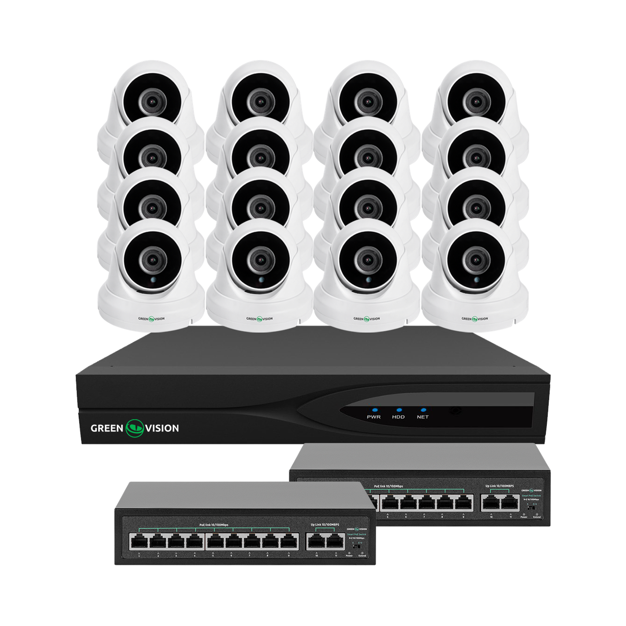 Комплект видеонаблюдения на 16 камер GreenVision GV-IP-K-W83/16 5MP