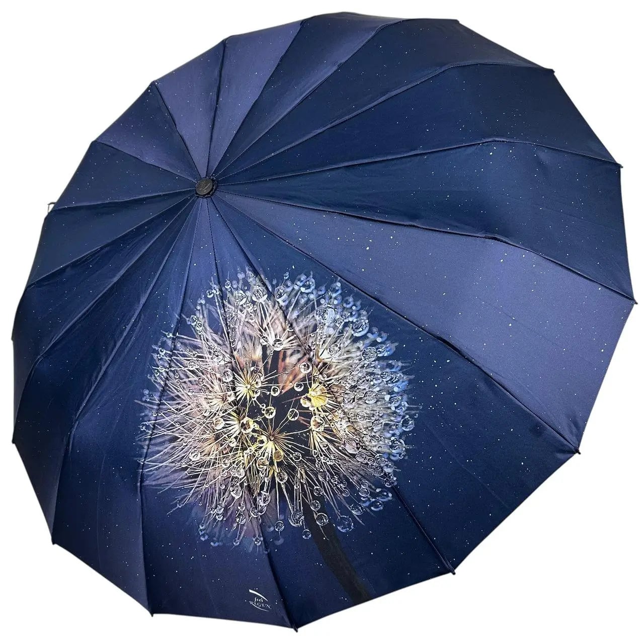 Парасолька автомат жіноча Frei Regen 6277-5 Кульбаби сатиновий купол 106 см на 16 посилених спиць Синій