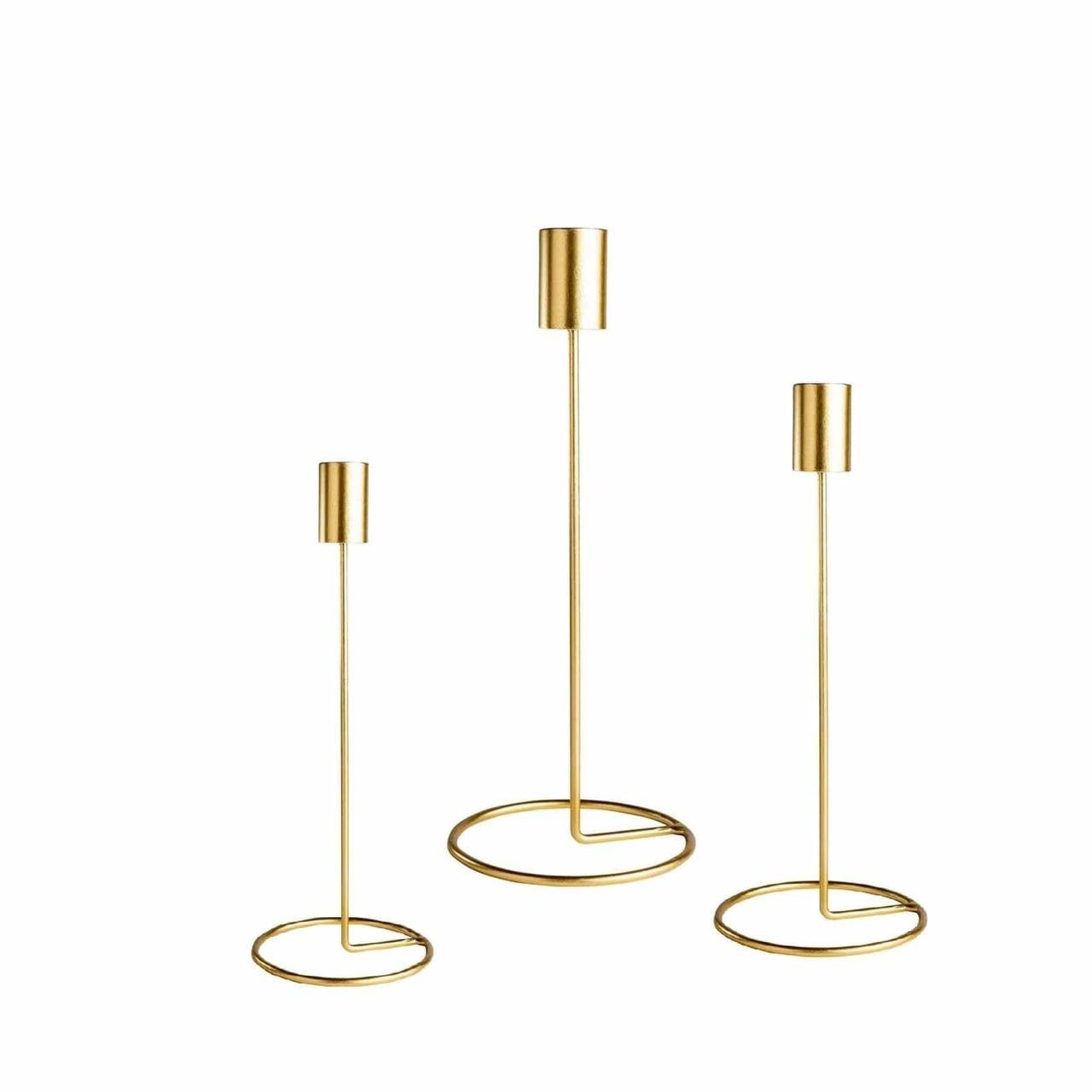 Підсвічники святкові Remy-Decor Гуннар металеві 3 шт. 18/23/28 см Золотий