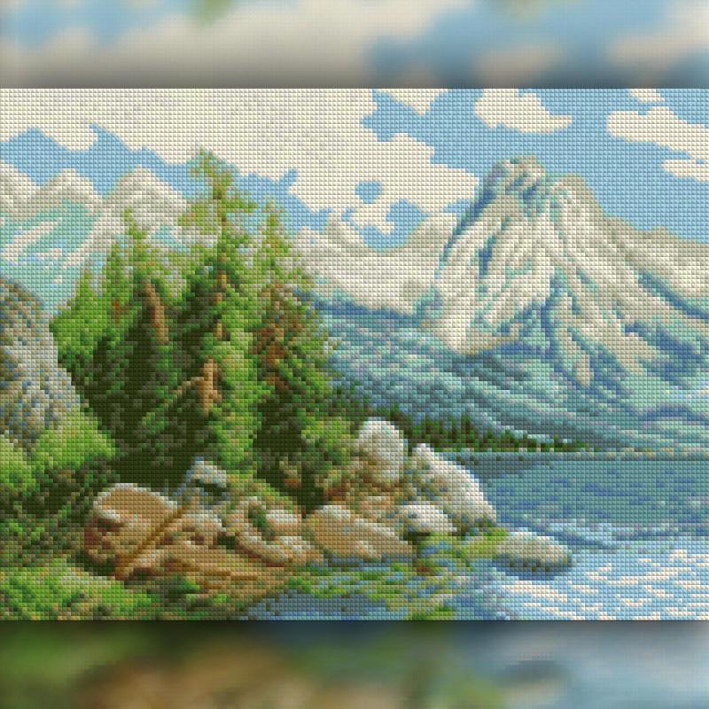Алмазная вышивка The Wortex Diamonds Горный пейзаж 40x50 см TWD30028L